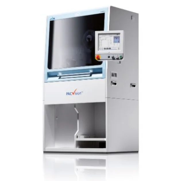 The PacVision automated inspection system that photographs and verifies each pouch